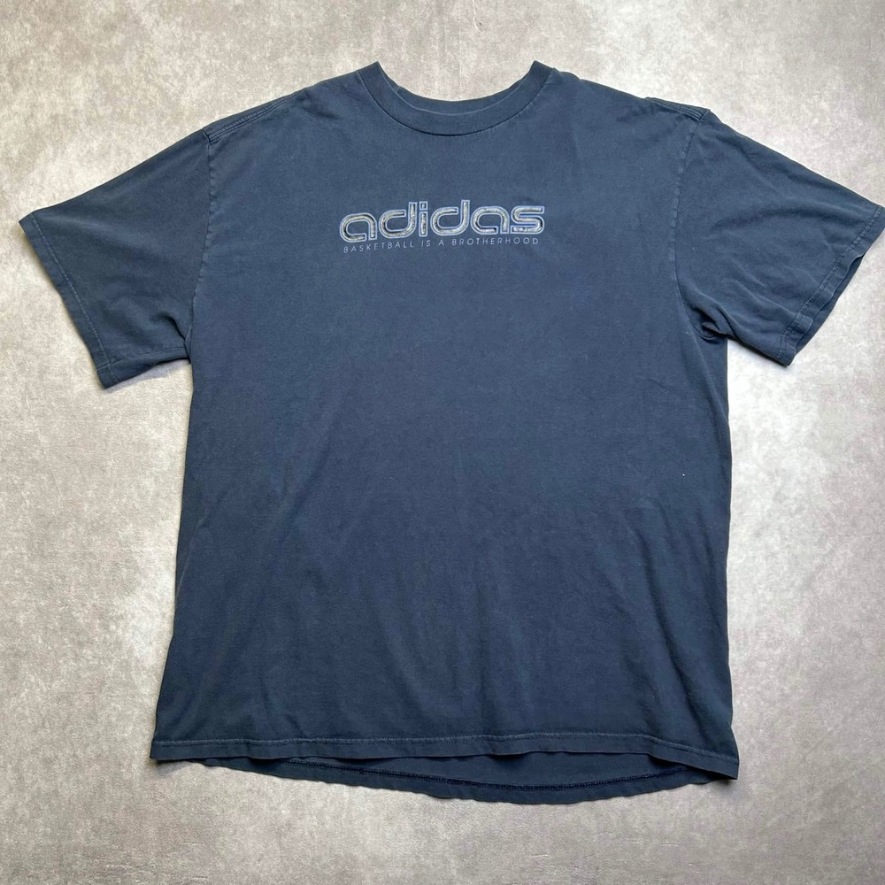 Adidas Basketball Is A Brotherhood Graphic T-Shirt Navy Blue Mens XL